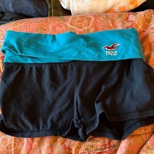 Hollister Black Shorts with Teal Waistband